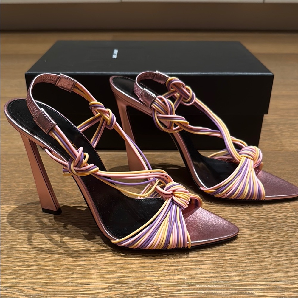 Saint Laurent Pink and Purple Strappy Heels